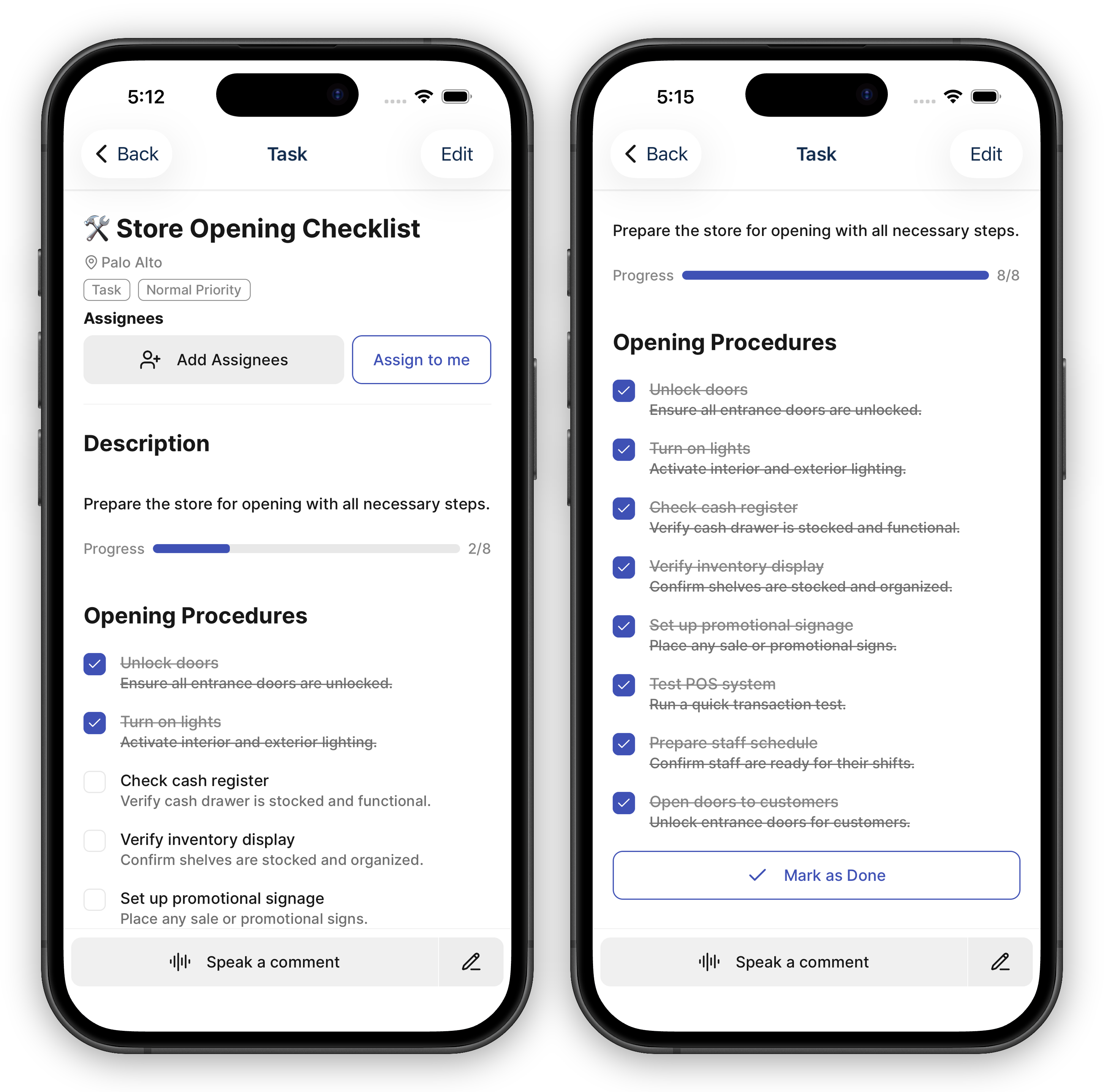 Check off items · All done