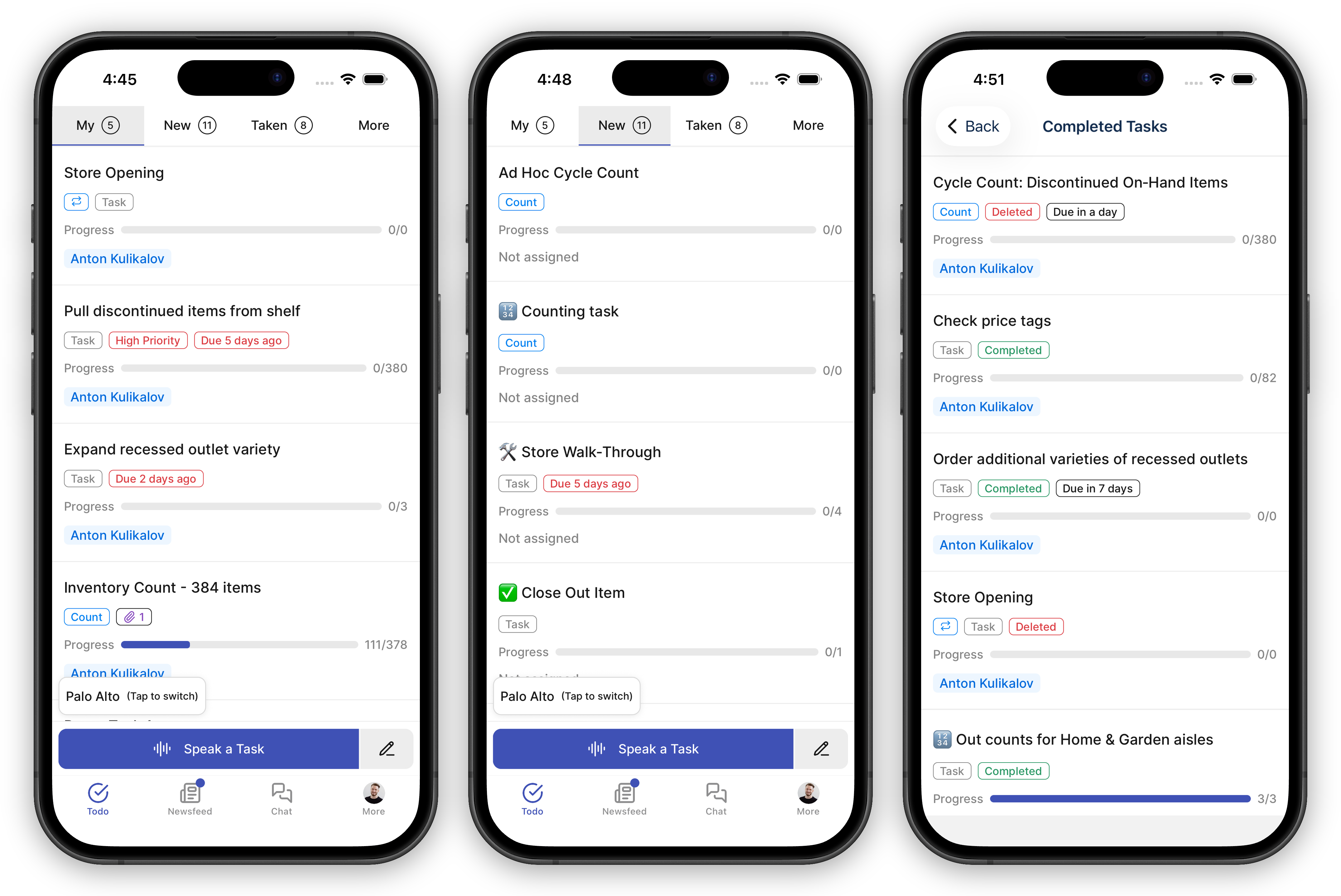 My Tasks · Team Tasks · Completed